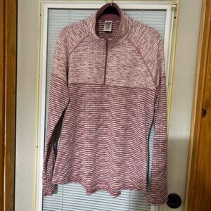 Ladies Avia Striped Quarter Zip Long Sleeve Athletic Pullover